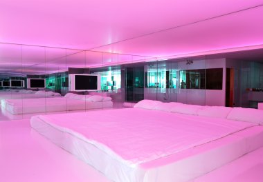 Apartment with pink illumination in ultra modern hotel, Antalya, Turkey clipart