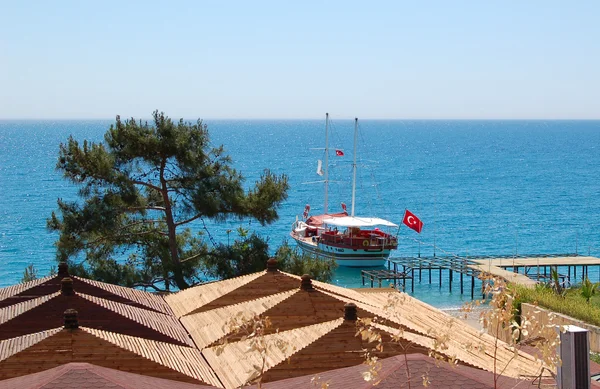 Turecká Jachta Pláži Luxusní Hotel Antalya Turecko — Stock fotografie