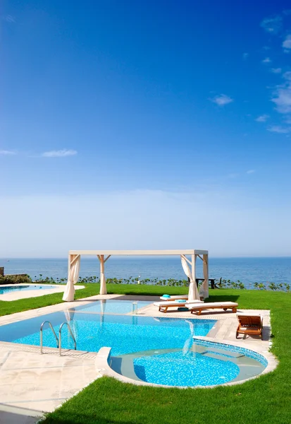 Bazén Luxusní Vile Kréta Řecko — Stock fotografie