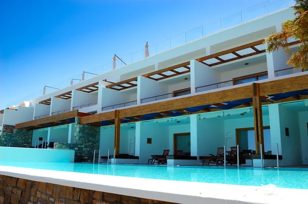 Úszómedence Luxus Villában Kréta Görögország — Stock Fotó