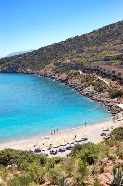 Пляж роскошного отеля, Крит, Греция — стоковое фото