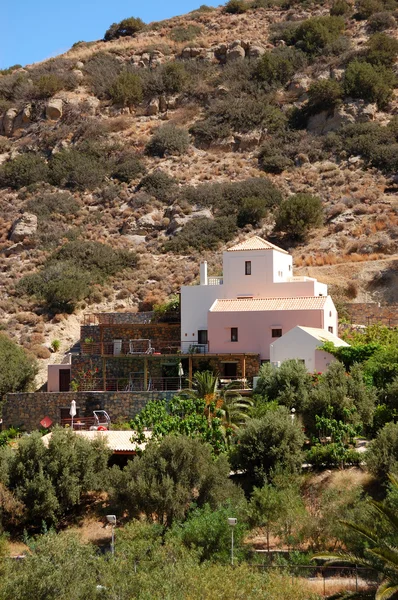 Vakantievilla Versierd Met Bloemen Kreta Griekenland — Stockfoto
