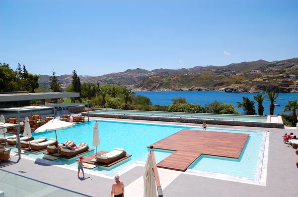 Плавательный Бассейн Роскошном Отеле Крит Греция — стоковое фото