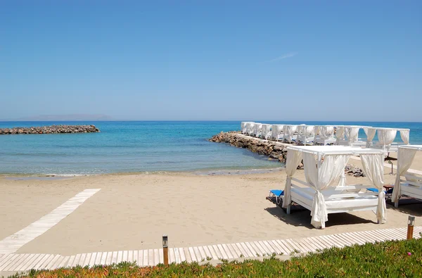 Hyddor Stranden Lyxiga Hotell Kreta Grekland — Stockfoto