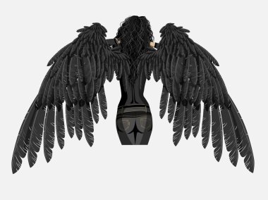 Girl. Black Angel A clipart