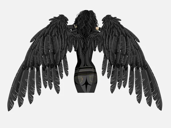 Girl. Black Angel A — Stock Vector