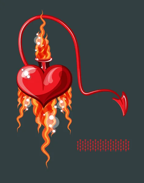 Heart of tail and fire A — Stock Vector