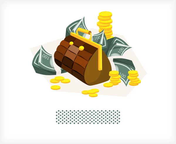 Bag with money and coins A — Stock Vector