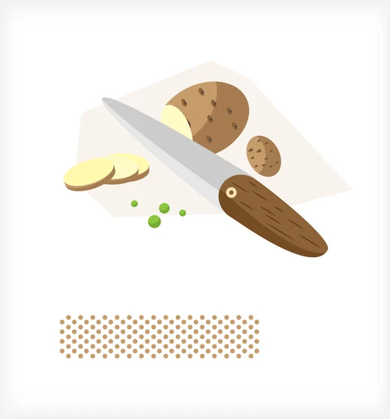 Μαχαίρι κόβει πατάτες μια — Διανυσματικό Αρχείο
