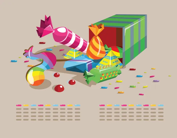 Boîte de chocolats et bonbons — Image vectorielle