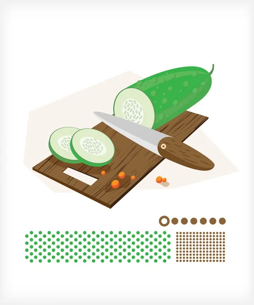 Sliced cucumber — Stock Vector