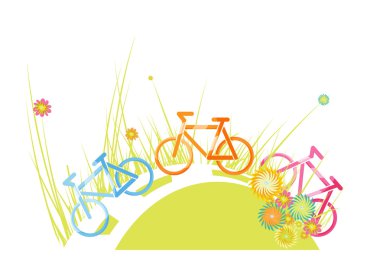 Cyclists in the meadow A clipart