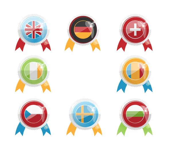 Journée européenne des langues. Insignes et drapeaux A — Image vectorielle