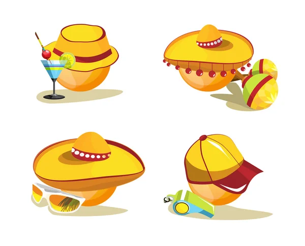 Smile. A set of images and hats — Stock Vector