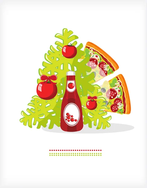 Pizza de árbol y ketchup — Archivo Imágenes Vectoriales