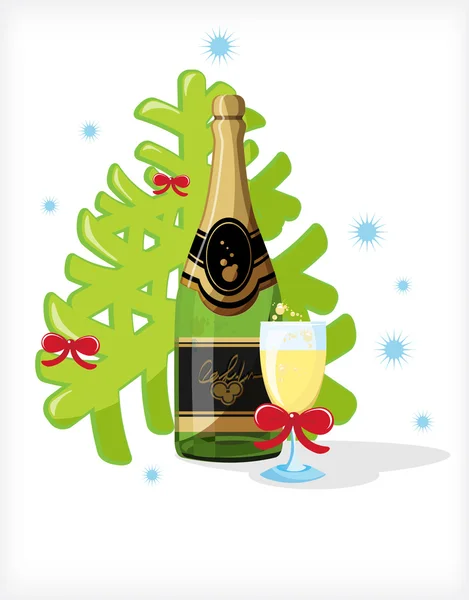 Celebratory bottle of champagne — Stock Vector