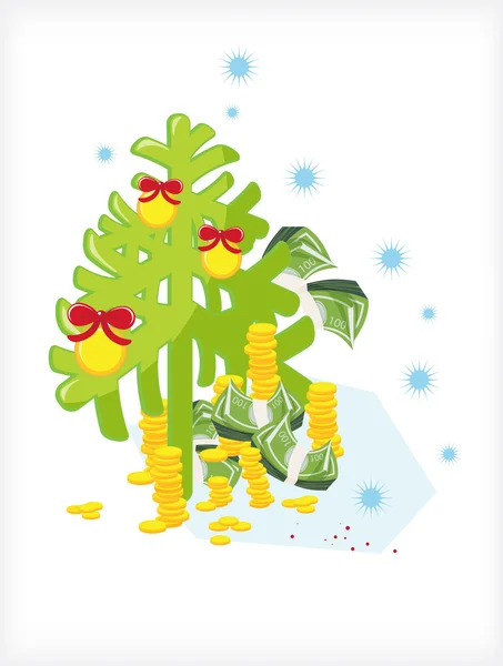 Διακόσμηση χριστουγεννιάτικων δέντρων με κέρμα χρήματα — Διανυσματικό Αρχείο