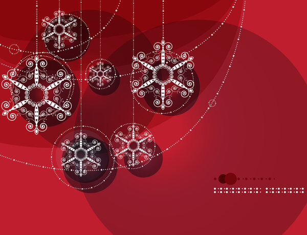 Christmas ornaments, garland on red background