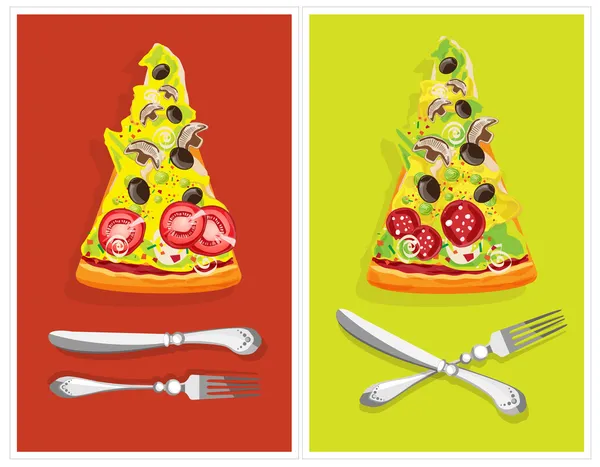 Nature morte comestible. Pizza — Image vectorielle