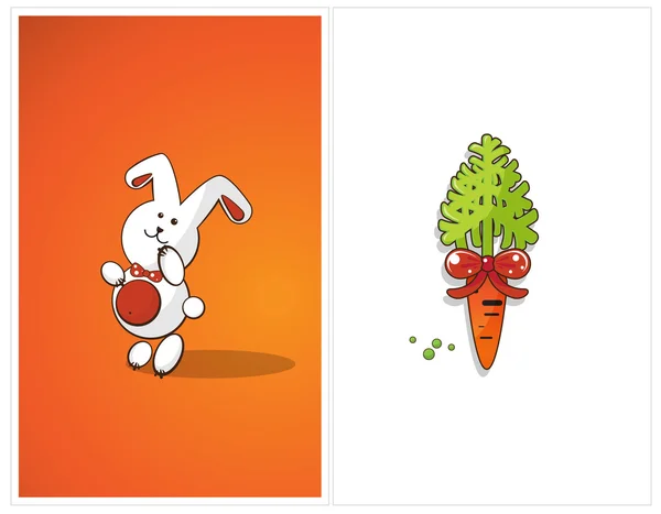 Verlegen bunny en wortel — Stockvector