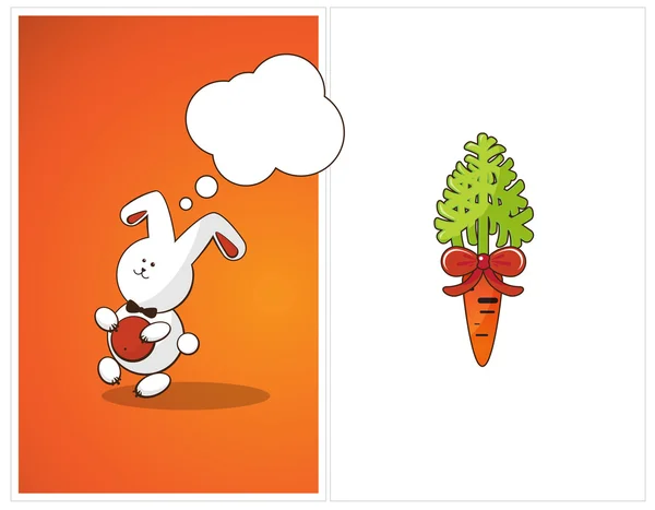 Мыслящий кролик и морковка — стоковый вектор