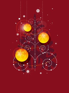 Christmas tree on red clipart