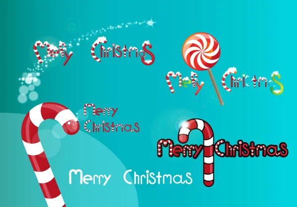 棒棒糖和糖果的标志 徽标圣诞快乐 — 图库矢量图片
