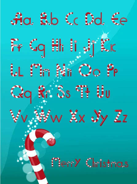 Kerstmis Lettertype Van Snoep Chocolade Alfabet — Stockvector