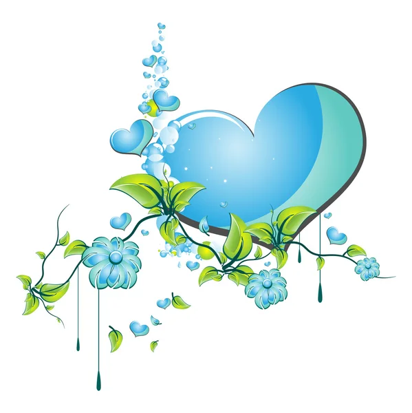 Fleurs amour coeur — Image vectorielle