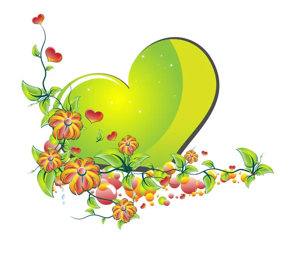 Bloemen van liefde groen — Stockvector
