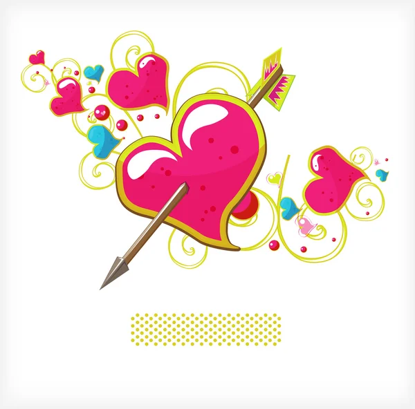 Corazón Dibujos Animados Perforado Por Una Flecha — Archivo Imágenes Vectoriales