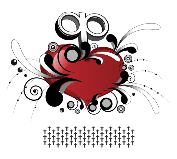 Ρολόι Καρδιά Ένα Κλειδί Και Σχέδια发条心脏与一个键和模式 — Διανυσματικό Αρχείο