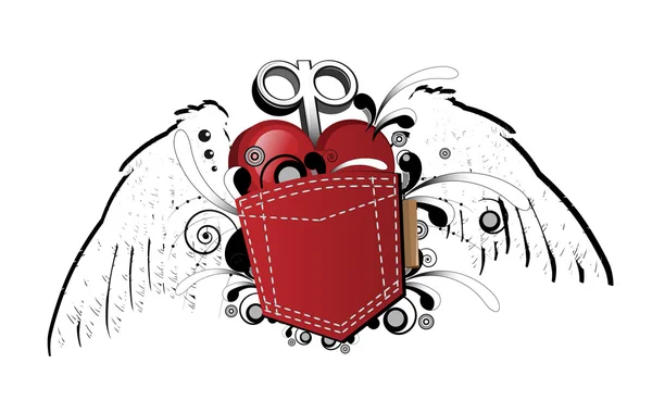 Heart in the pocket — Stock Vector