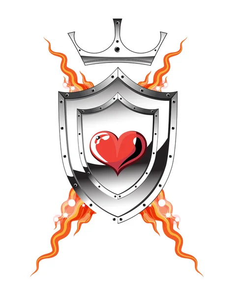 Сердце, щит, огонь — стоковый вектор