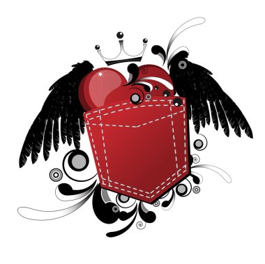 Winged Heart pocket clipart