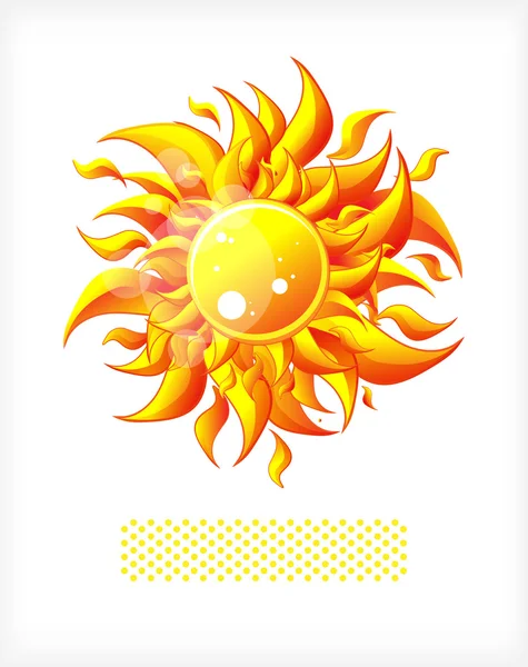 Ljus Orange Sol Med Kronblad Lågan — Stock vektor