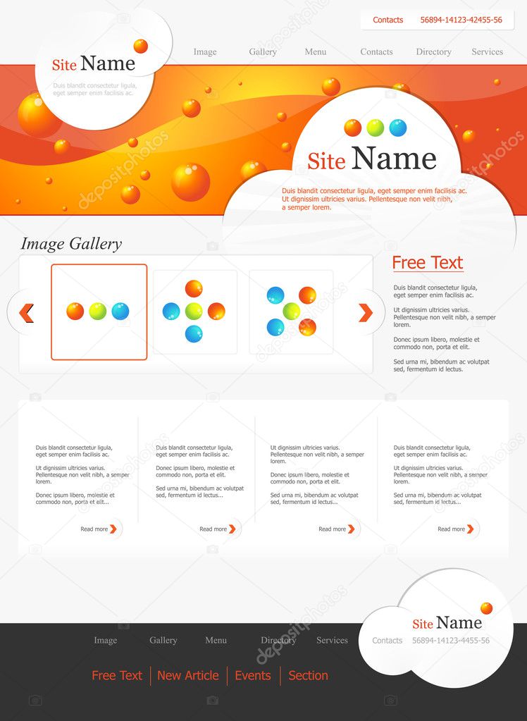 The site with the design and the decision in a bright orange style