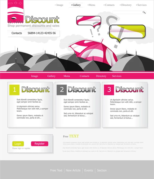 Webové stránky růžový deštník — Stockový vektor
