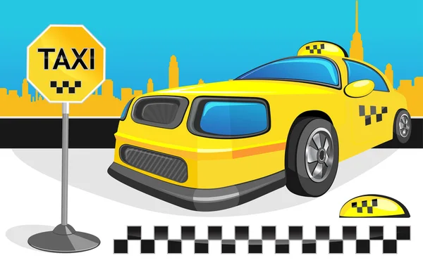 Sárga autó taxi — Stock Vector