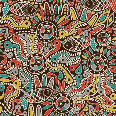 Ethnic seamless pattern with fish