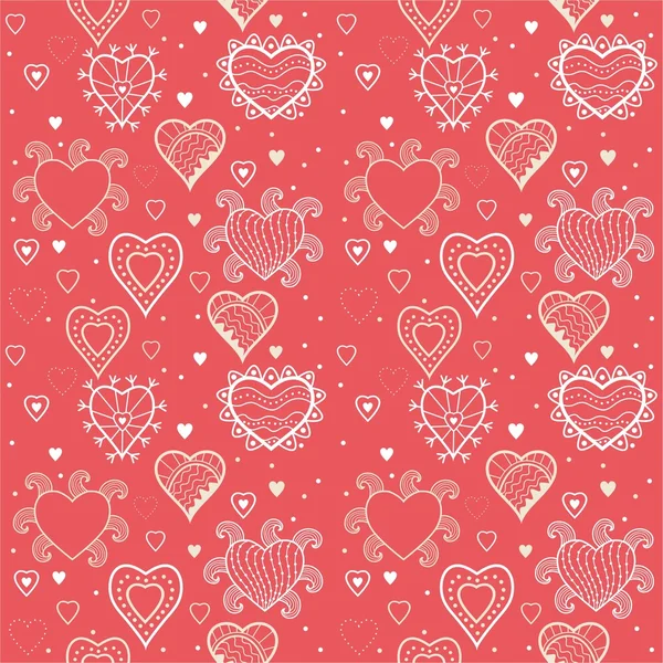 Romantiska seamless mönster med hjärtan — Stock vektor
