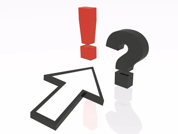Arrow Question Exclamation Marks White Background — Stock Photo, Image