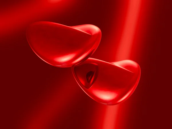 Deux Cœurs Sur Fond Rouge Allégorie Saint Valentin — Photo