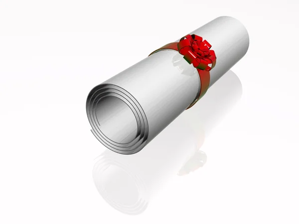 White Roll Red Strip White Reflection Background — Stock Photo, Image