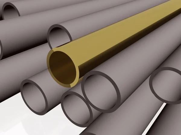 stock image Grey and gold tubes on white background.