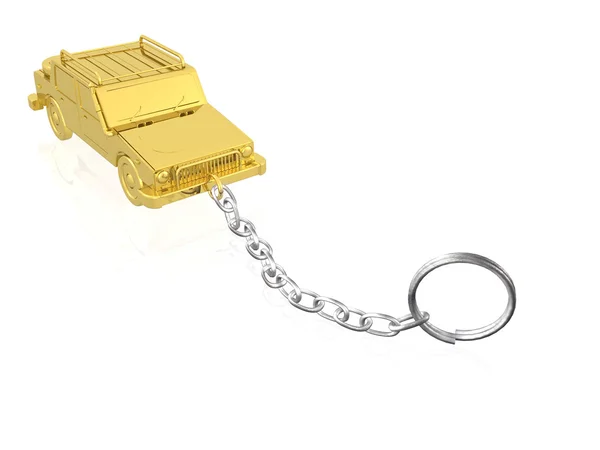 Guld bilar på nyckelring — Stockfoto