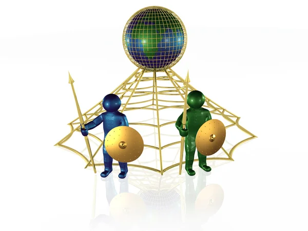 3d mans with globe — Stock Photo, Image