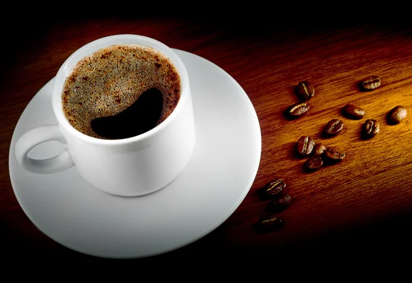 Taza de café y granos — Foto de Stock