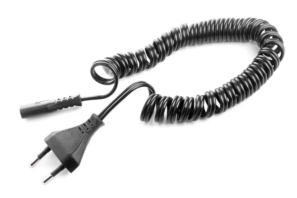 Beyaz Zemin Üzerine Siyah Spiral Kablo — Stok fotoğraf