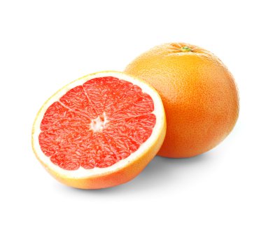 Three juicy grapefruits and on a white background clipart